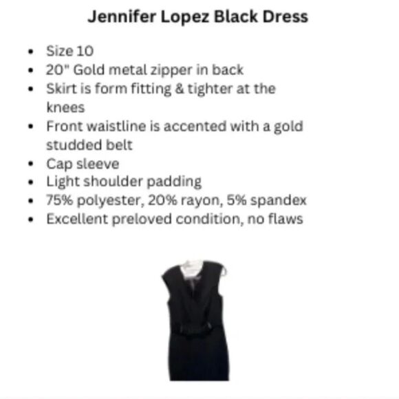 Jennifer Lopez Black Sheath Dress - Size 10 - EUC - Picture 9 of 9
